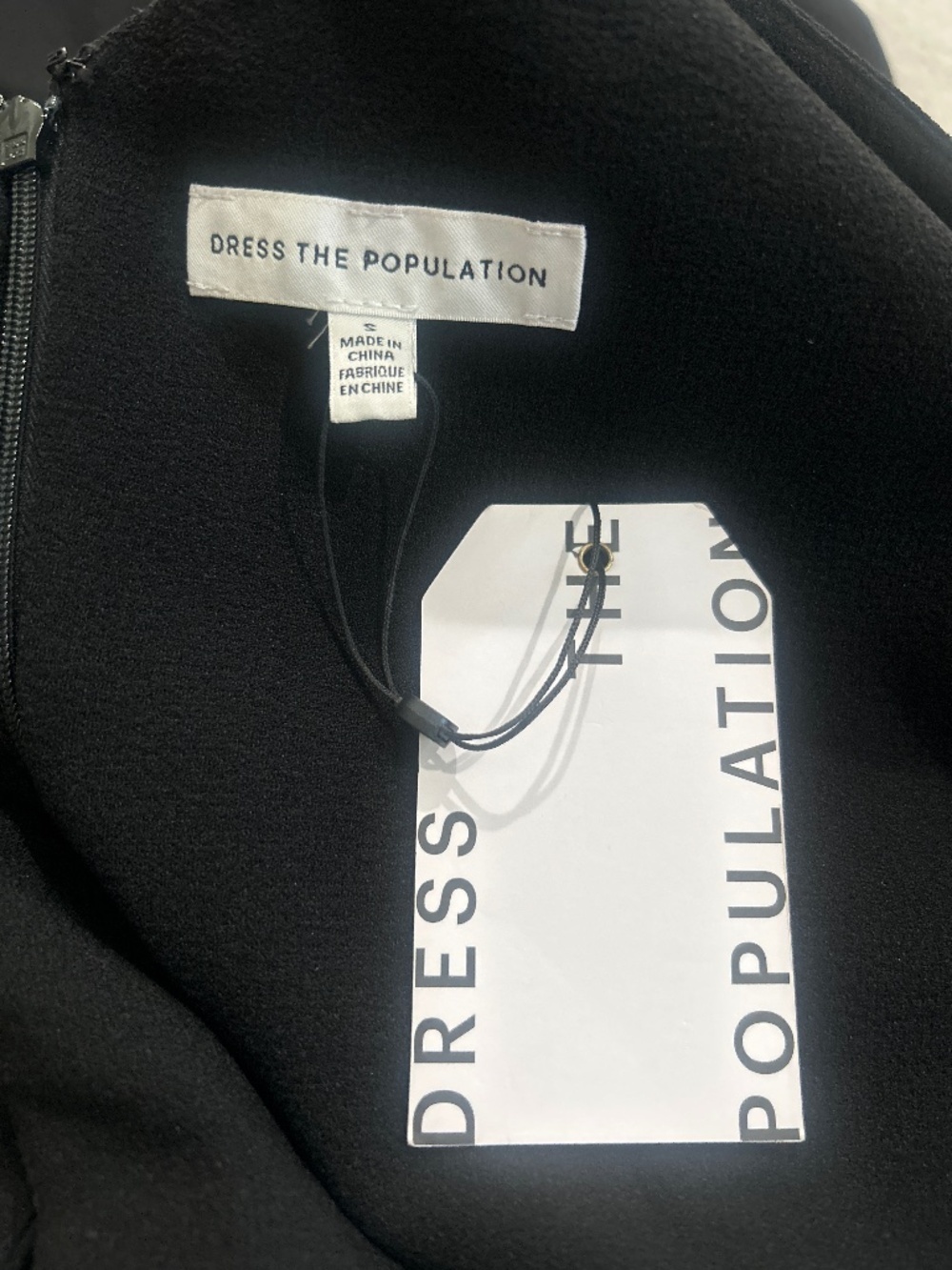Dress The Population Sandra Plunge Crepe Trumpet Gown NWT Color Black Size Small - Picture 5 of 7